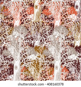 Seamless pattern with forest trees