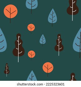 seamless pattern forest, trees on green background