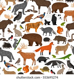 Seamless pattern with Forest wild animals