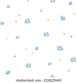 Seamless pattern with forget me not. Spring, summer background. Seamless background for nursery decor, fabrics, children's textiles, wrapping paper. Vector
