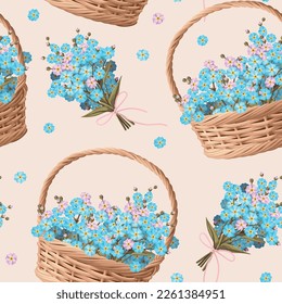 Seamless pattern with forget me not flowers