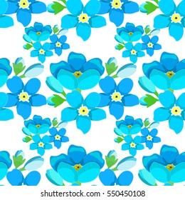 seamless pattern  of forget-me-alpine  wild flower.  vector illustration
