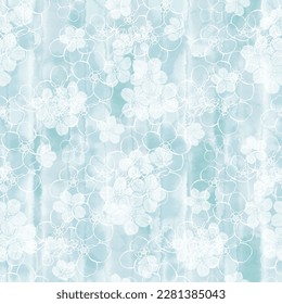 Seamless pattern with forget-me-not flowers on blue watercolor background. Vector illustration. Floral background. Perfect for design templates, wallpaper, wrapping, fabric and textile.