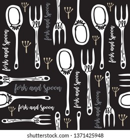 Seamless pattern of fork and spoons