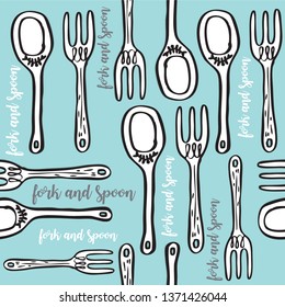 Seamless pattern of fork and spoons