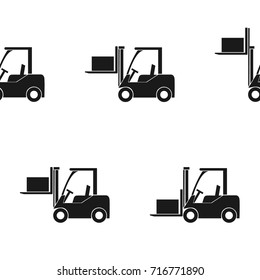 Seamless pattern of forklift truck. Transportation of goods in stock. Vector  illustration