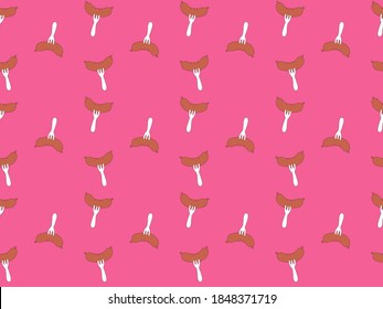 Seamless pattern of fork-pricked hotdog background, used for backdrop, shirt, pants and etc.