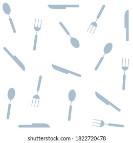 Seamless Pattern with Forks, Spoons end Knifes. Vector Illustration