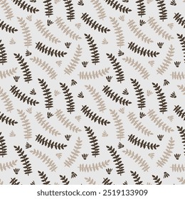 Seamless pattern in the form of autumn and winter elements of flowers, leaves, branches.