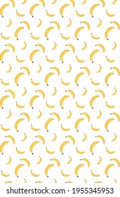seamless pattern in the form of bananas and coconuts in a cartoon style on a white background, ideal for printing on wallpaper, textiles, office supplies