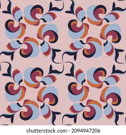 seamless pattern in the form of a colored ornament for prints on fabrics, clothes, bed linen, curtains as well as for decorating the backgrounds of postcards, covers, walls and interiors