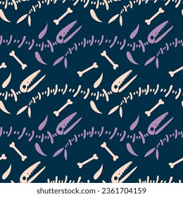 Seamless pattern in the form of a dinosaur skeleton. Vector illustration