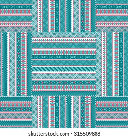 Seamless pattern in the form of geometries shapes, with stylized elements and geometric patterns. Print stained glass, tiles. Illustration vector.