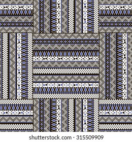 Seamless pattern in the form of geometries shapes, with stylized elements and geometric patterns. Print stained glass, tiles. Illustration vector.