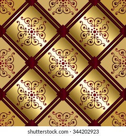 Seamless pattern in the form of geometries shapes, with stylized elements and geometric patterns. Print stained glass, tiles. Illustration vector.