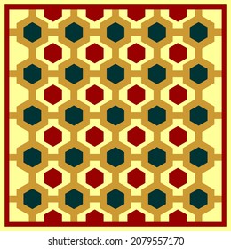 A seamless pattern in the form of a hexagonal field made in detail by combining several colors which makes it look very attractive.