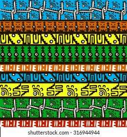 Seamless pattern in the form of Mexican designs, with stylized elements. Printing on fabric. Illustration vector.