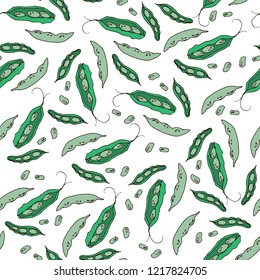 Seamless pattern in the form of peas. Vector in color.