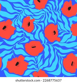 Seamless pattern in the form of a poppy flower. Vector illustration