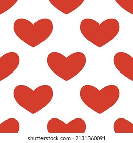 Seamless pattern in the form of a red heart on white background. Romance graphic texture. Holiday celebration concept. Decorative print. Geometric bright wallpaper. Vector.