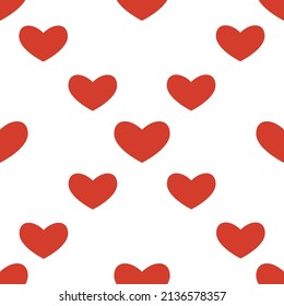 Seamless pattern in the form of a red heart on white background. Romance graphic texture. Holiday celebration concept. Decorative print. Geometric bright wallpaper. Vector.