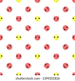 Seamless pattern in the form of rhombuses with evil and happy smiles.Vector illustration