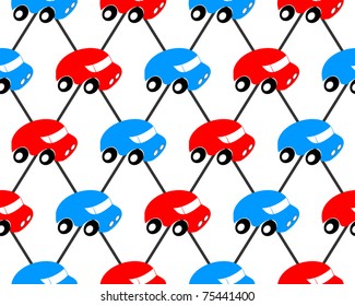 Seamless pattern in the form of small cars on a white background.