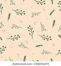 Seamless pattern in the form of a solid line of hand-drawn Christmas elements. The concept of the holiday, the new year.