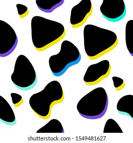 Seamless pattern in the form of spots with a colored shadow. Vector. Suitable for decorating covers, cards or backgrounds