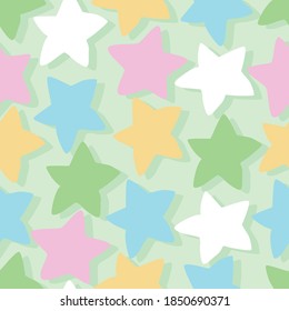 Patrón sin foco en forma de estrellas. Tonos pasteles. Ilustración vectorial en diseño plano.
