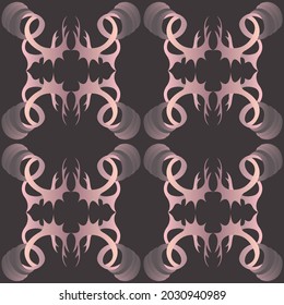 seamless pattern in the form of a symmetrical ornament in brown tones for prints on fabric, packaging, as well as for interiors and surfaces in a vintage style