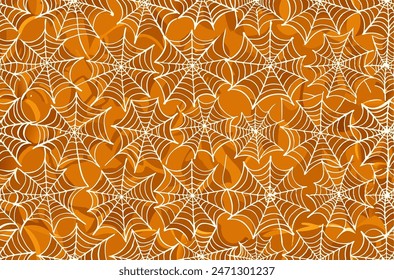 seamless pattern in the form of white cobwebs on a brown background