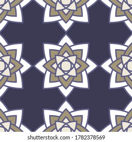 The seamless pattern is formed from an element of ethnic ornament.