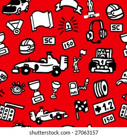 Seamless Pattern: Formula race cars
