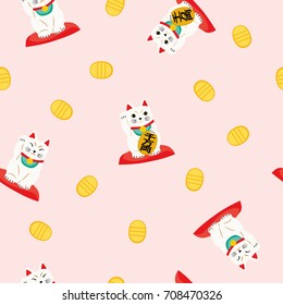 Seamless pattern of fortune cat