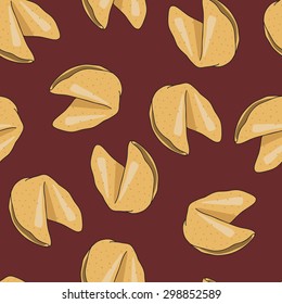 Seamless pattern with fortune chinese cookies. Vector illustration.