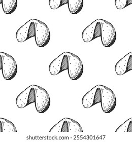 Seamless pattern with fortune cookies for decorative print, wrapping paper, greeting cards, wallpaper and fabric
