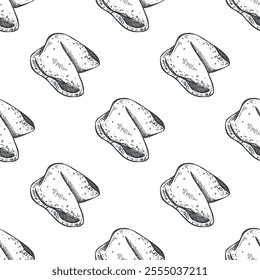 Seamless pattern with fortune cookies for decorative print, wrapping paper, greeting cards, wallpaper and fabric