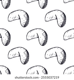 Seamless pattern with fortune cookies for decorative print, wrapping paper, greeting cards, wallpaper and fabric