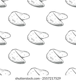 Seamless pattern with fortune cookies for decorative print, wrapping paper, greeting cards, wallpaper and fabric