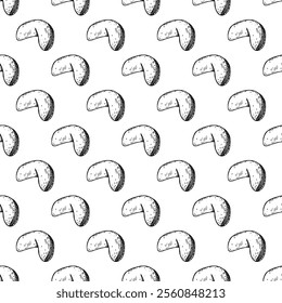Seamless pattern with fortune cookies for decorative print, wrapping paper, greeting cards, wallpaper and fabric