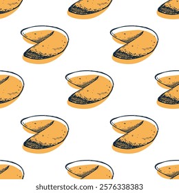 Seamless pattern with fortune cookies for decorative print, wrapping paper, greeting cards, wallpaper and fabric