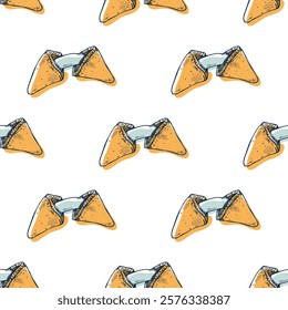 Seamless pattern with fortune cookies for decorative print, wrapping paper, greeting cards, wallpaper and fabric