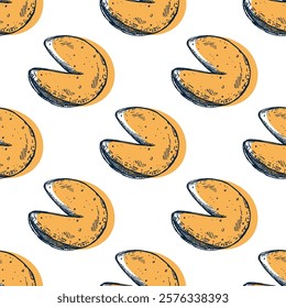 Seamless pattern with fortune cookies for decorative print, wrapping paper, greeting cards, wallpaper and fabric