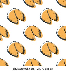 Seamless pattern with fortune cookies for decorative print, wrapping paper, greeting cards, wallpaper and fabric