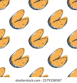 Seamless pattern with fortune cookies for decorative print, wrapping paper, greeting cards, wallpaper and fabric