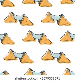 Seamless pattern with fortune cookies for decorative print, wrapping paper, greeting cards, wallpaper and fabric