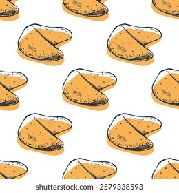 Seamless pattern with fortune cookies for decorative print, wrapping paper, greeting cards, wallpaper and fabric