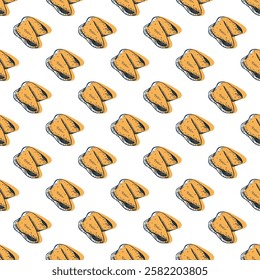 Seamless pattern with fortune cookies for decorative print, wrapping paper, greeting cards, wallpaper and fabric