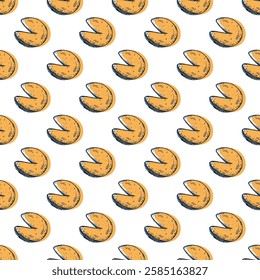 Seamless pattern with fortune cookies for decorative print, wrapping paper, greeting cards, wallpaper and fabric